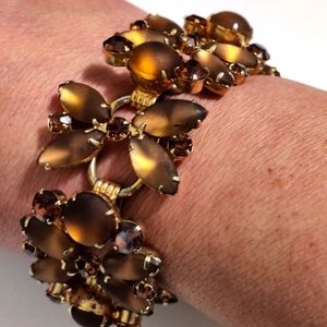 Vintage Juliana D&E Spectacular Glowing Frosted Topaz Silk Glass Bracelet